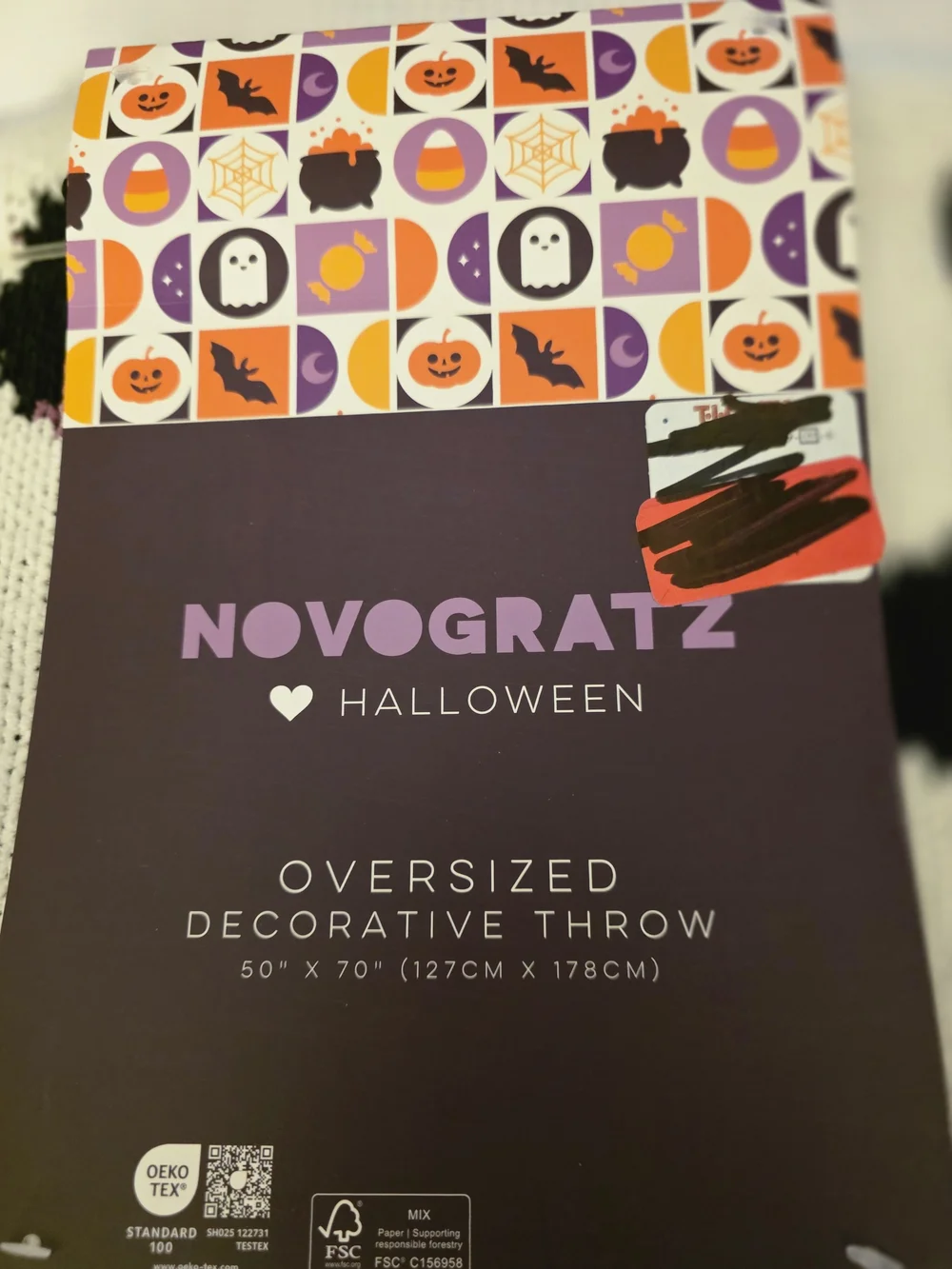 NOVOGRATZ Halloween Oversized Decorative Throw - Purple & Pink